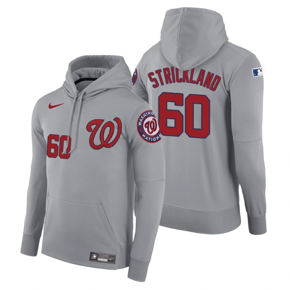 Cheap Men Washington Nationals 60 Strickland gray road hoodie 2021 MLB Nike Jerseys